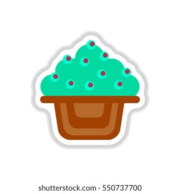 Vector illustration in paper sticker style delicious cake