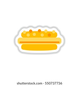 Vector illustration in paper sticker style delicious cake