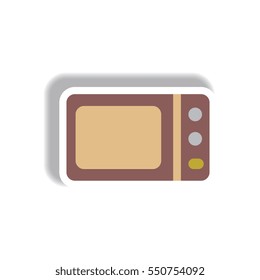 Vector illustration in paper sticker style microwave