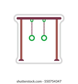 Vector illustration in paper sticker style park playground equipment rings
