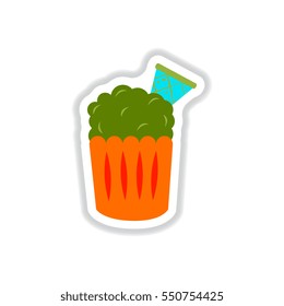 Vector illustration in paper sticker style party ?upcake