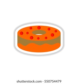 Vector illustration in paper sticker style donut