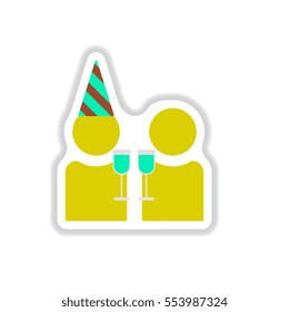 Vector illustration in paper sticker style New Year Celebration