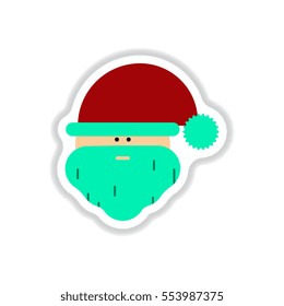Vector illustration in paper sticker style Santa Claus face