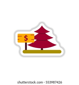 Vector illustration in paper sticker style christmas tree for sale