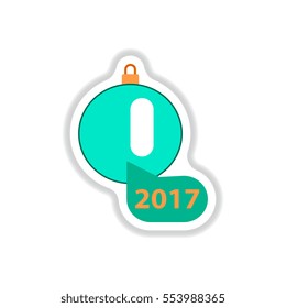 Vector illustration in paper sticker style Christmas ball and new 2017 year