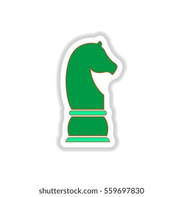 Vector illustration in paper sticker style Chess knight