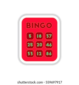 Vector illustration in paper sticker style Bingo lotto board game