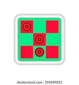 Vector illustration in paper sticker style checkers game