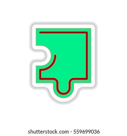 Vector illustration in paper sticker style Puzzle piece