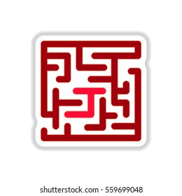 Vector illustration in paper sticker style Maze Game