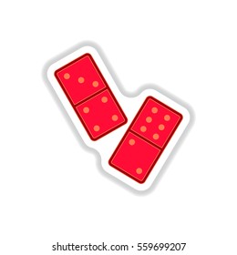Vector illustration in paper sticker style Domino pieces