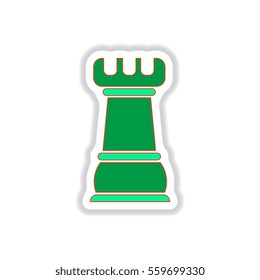 Vector illustration in paper sticker style chess Rook