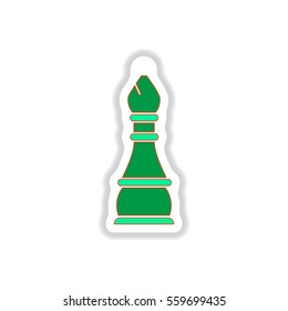 Vector illustration in paper sticker style Chess Bishop