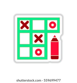 Vector illustration in paper sticker style tic tac toe