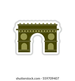 Vector illustration in paper sticker style Triumphal arch architecture