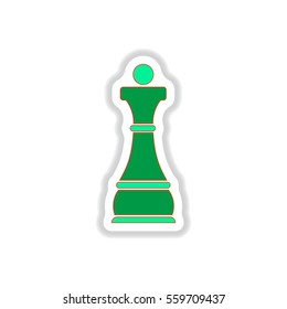 Vector illustration in paper sticker style Chess queen