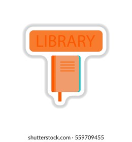 Vector illustration in paper sticker style library Book