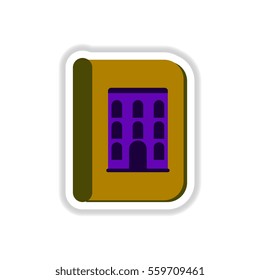 Vector illustration in paper sticker style book about ancient architecture