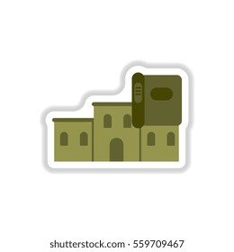 Vector illustration in paper sticker style History Book and building