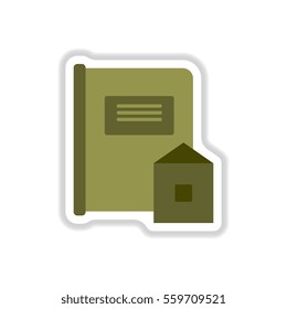 Vector illustration in paper sticker style Book and envelope