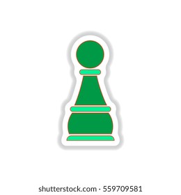 Vector illustration in paper sticker style ?hess Pawn