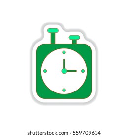 Vector illustration in paper sticker style chess clock stopwatch timer
