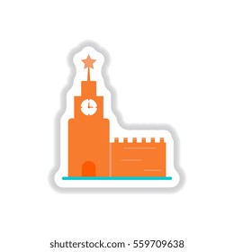 Vector illustration in paper sticker style St. Basil's Cathedral in Moscow