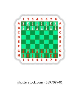 Vector illustration in paper sticker style chess game start