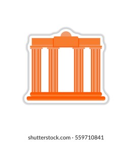 Vector illustration in paper sticker style Architecture greek columns