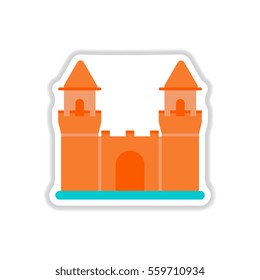 Vector illustration in paper sticker style Medieval castle