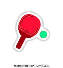 Vector illustration in paper sticker style ping pong racket