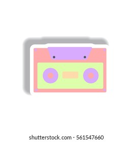 Vector illustration in paper sticker style retro music cassette