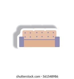 Vector illustration in paper sticker style sofa
