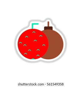 Vector illustration in paper sticker style Christmas balls