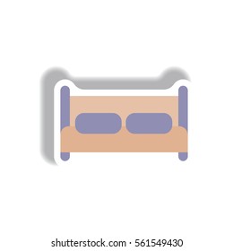 Vector illustration in paper sticker style bed