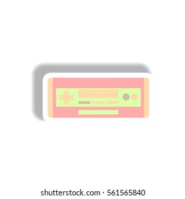 Vector illustration in paper sticker style car radio