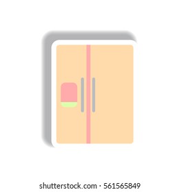 Vector illustration in paper sticker style fridge