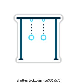 Vector illustration in paper sticker style park playground equipment rings