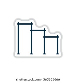 Vector illustration in paper sticker style sports horizontal bars for street workout playground