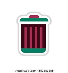 Vector illustration in paper sticker style metal garbage can