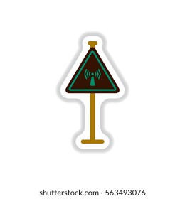 Vector illustration in paper sticker style network badge road sign