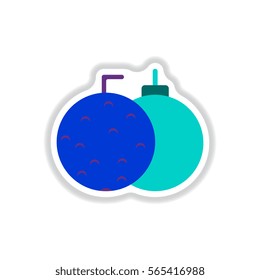 Vector illustration in paper sticker style Christmas balls