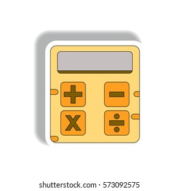 Vector illustration in paper sticker style of calculator