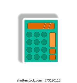 Vector illustration in paper sticker style of calculator