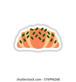 Vector illustration in paper sticker style Croissant