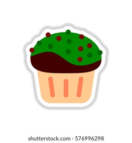 Vector illustration in paper sticker style Cupcake