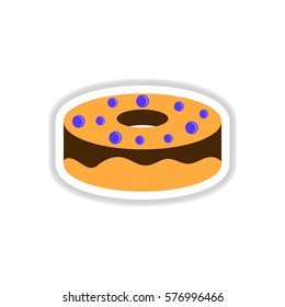 Vector illustration in paper sticker style donut