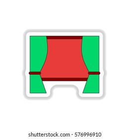 Vector illustration in paper sticker style movie screen with blinds