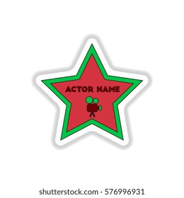 Vector illustration in paper sticker style Walk of fame star with actor name